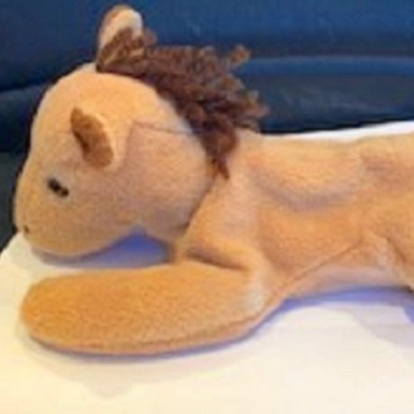 Plush Beige/Brown Lying Horse Stuffed Bean Animal Toy 8.5" Length - Picture 4 of 5